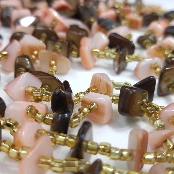 Vintage Japan 5 Strand Shell Glass Beads Necklace, 1950s, 17" - Picture 9 of 10